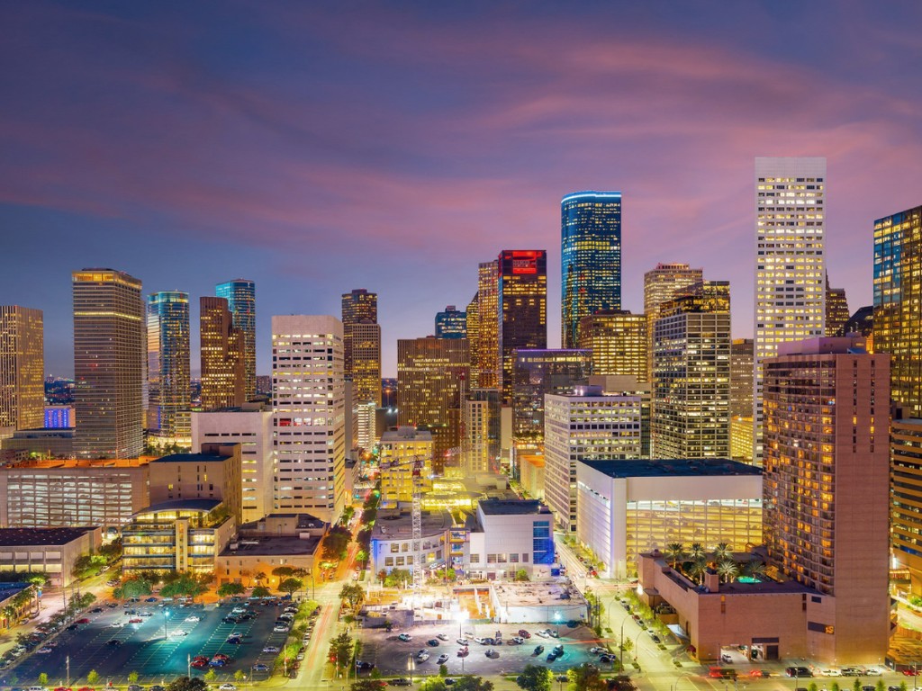 downtown houston skyline texas usa twilight