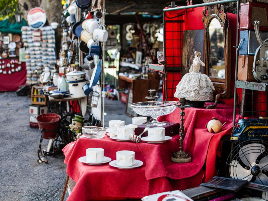 antiques market objects assortment